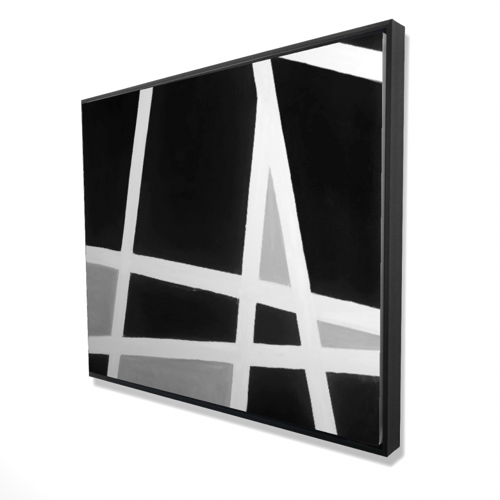 2081-4860-AB35 48 x 60 in. Black & White Abstract Lines - Framed Canvas Home Decor