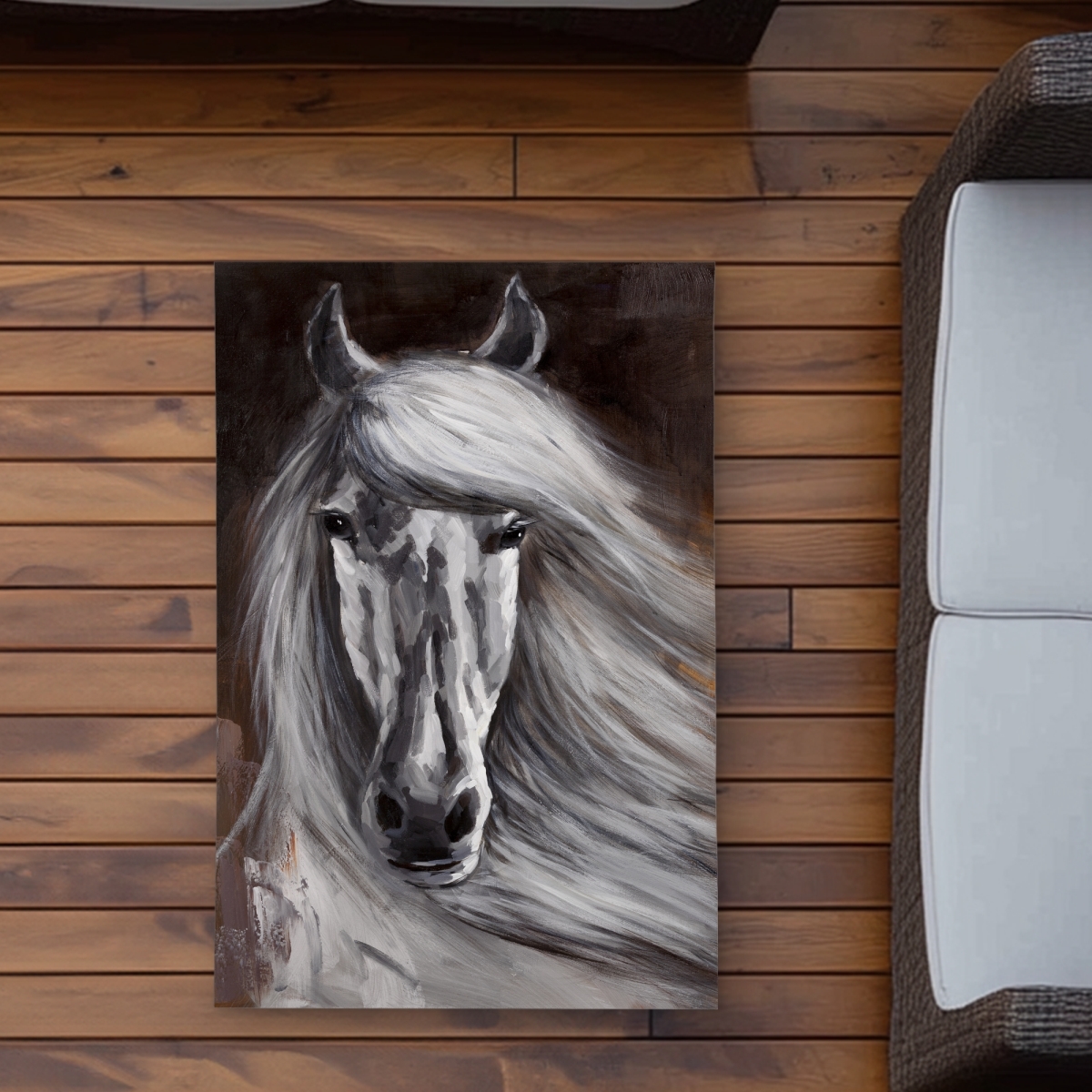 C1ROAR23ZPAO3U 2 x 3 ft. Proud White Horse Rug - Western Outdoor Area Rug for Decor - Rectangle