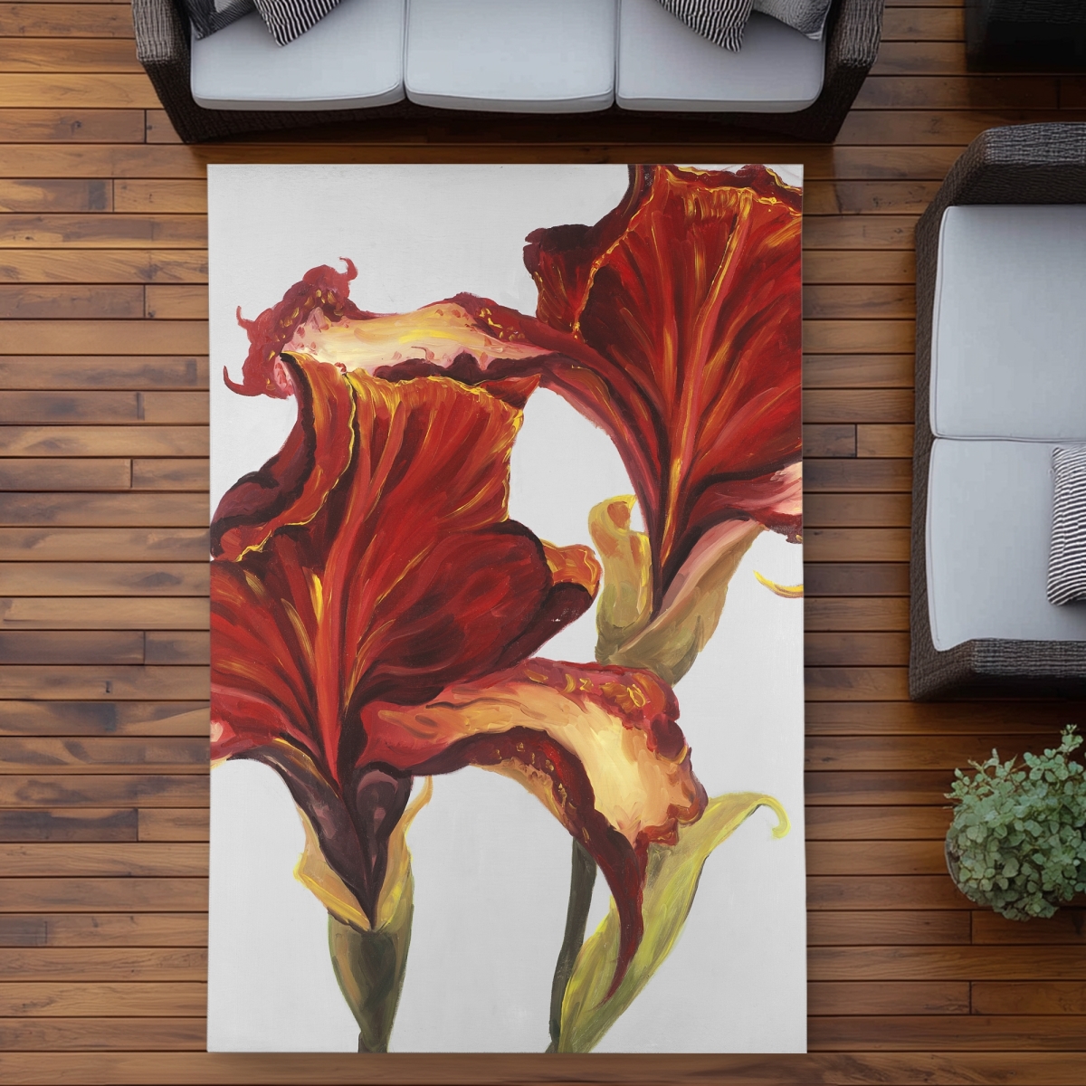C1ROAR57NILN19 5 x 7 ft. Lilies with Fall Colors - Contemporary Floral Outdoor Rug - Rectangle