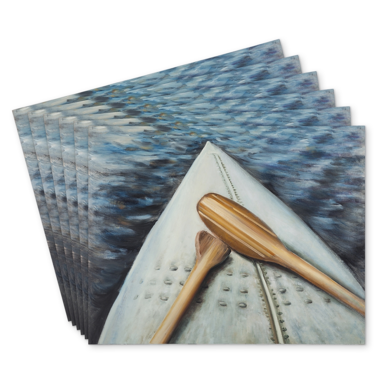 Picture of Begin Home Decor C6PP14182GRQ82 14 x 18 in. Canoe Adventure Polyester Placemat - Home Decor Essential - Set of 6