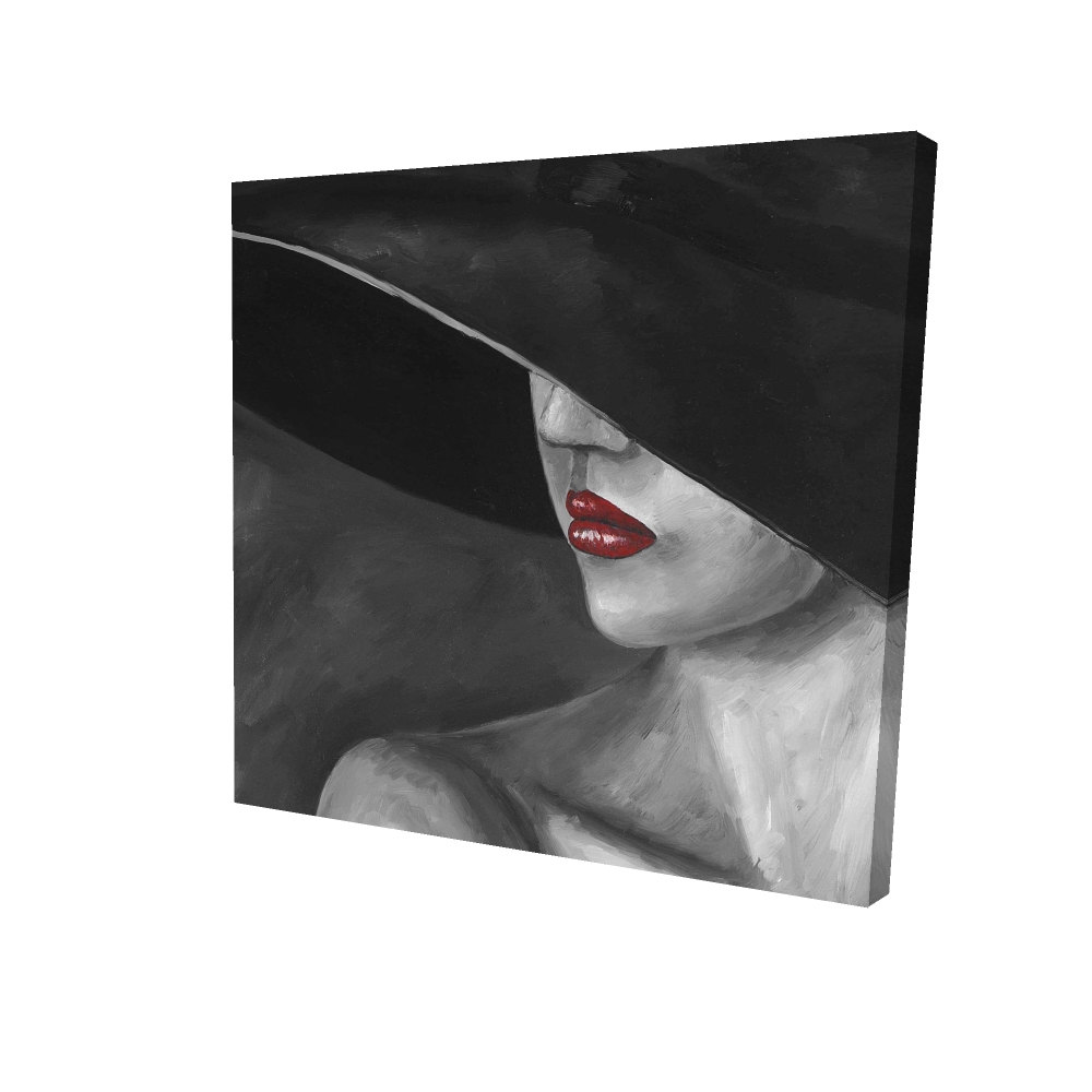 2080-3636-FA28 36 x 36 in. Mysterious Woman with a Hat - Beauty Bedroom Canvas Decor