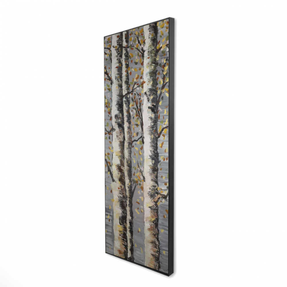 2081-6020-LA113 20 x 60 in. Blossoming Birches - Black Trees Framed Canvas - Home Decor