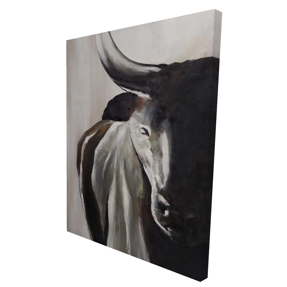 2080-4836-AN112 36 x 48 in. Bull Head Front View - Brown Cow Canvas for Home Decor