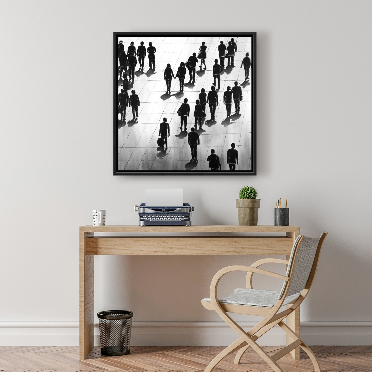 C1FC2424Z871E9 24 x 24 in. Silhouettes of People on the Street - Black Man Canvas Art