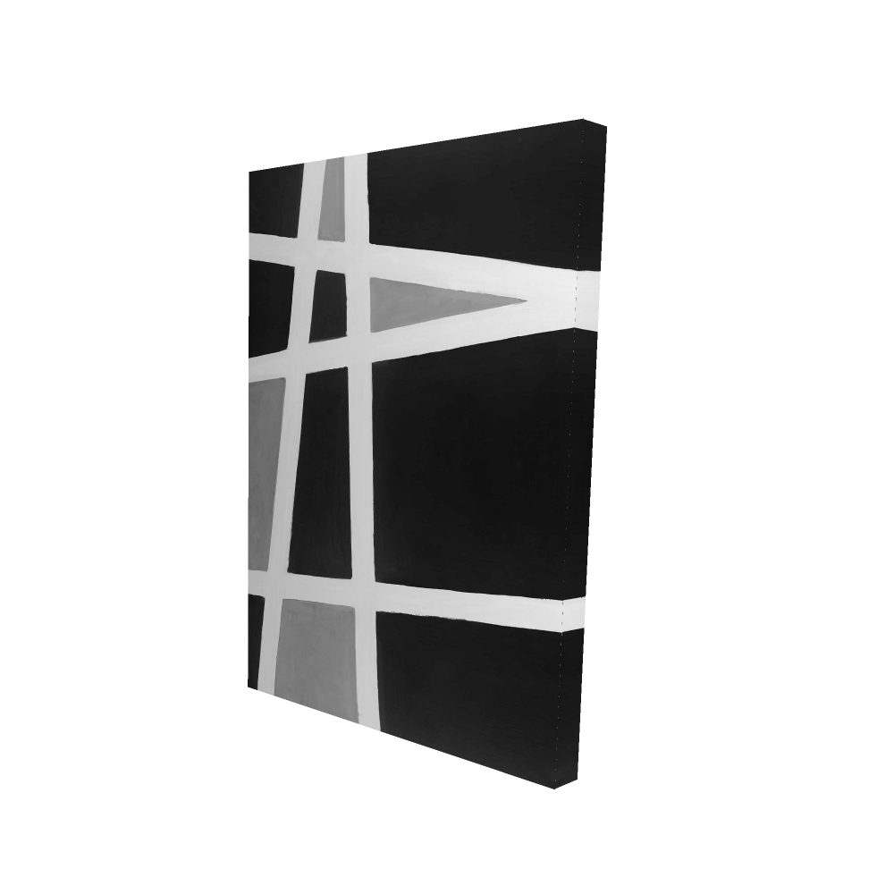 2080-3624-AB36 24 x 36 in. Black & White Abstract Shapes - Industrial Canvas Decor