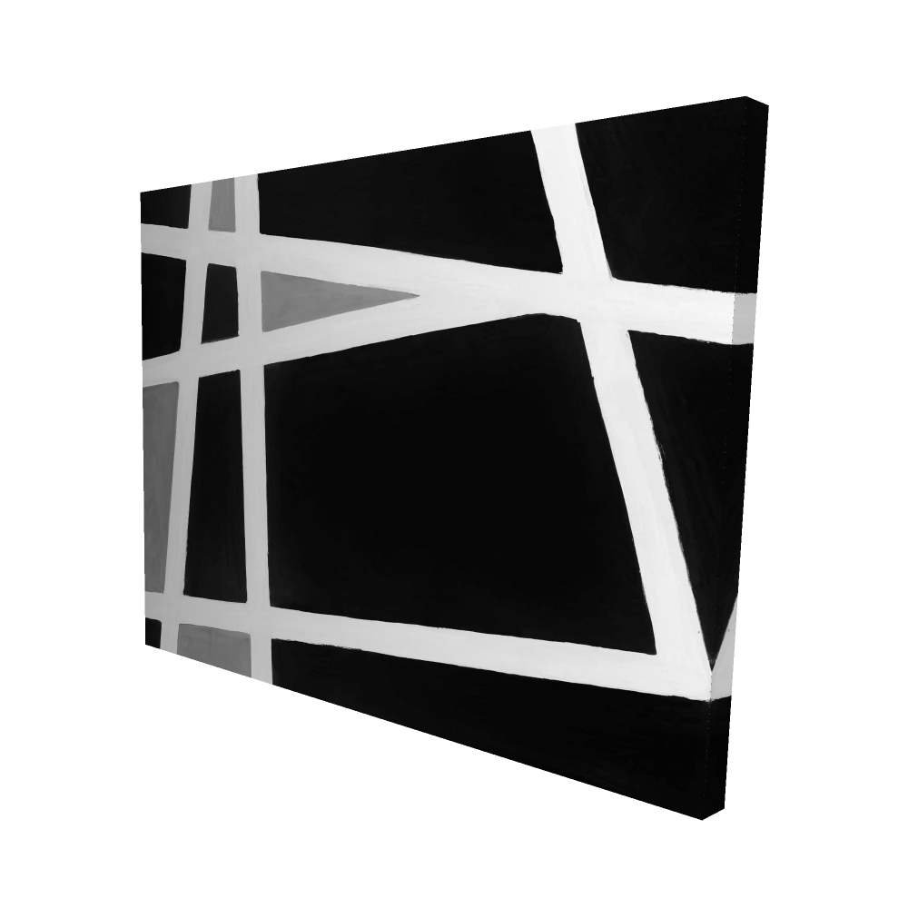 2080-4860-AB36 48 x 60 in. Black & White Abstract Shapes - White Shapes Canvas Decor