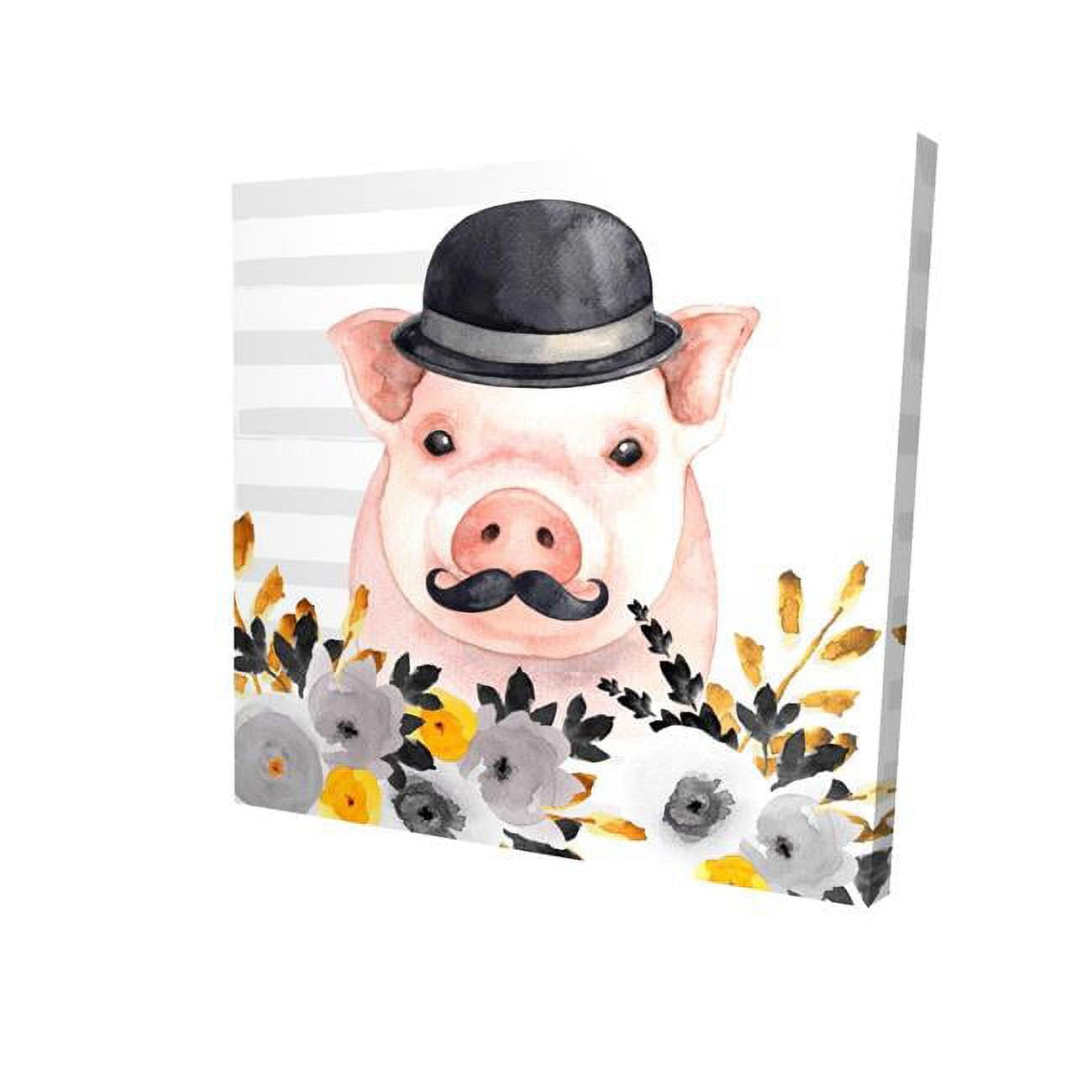8 x 8 in. Small Detective Pig-Print on Canvas