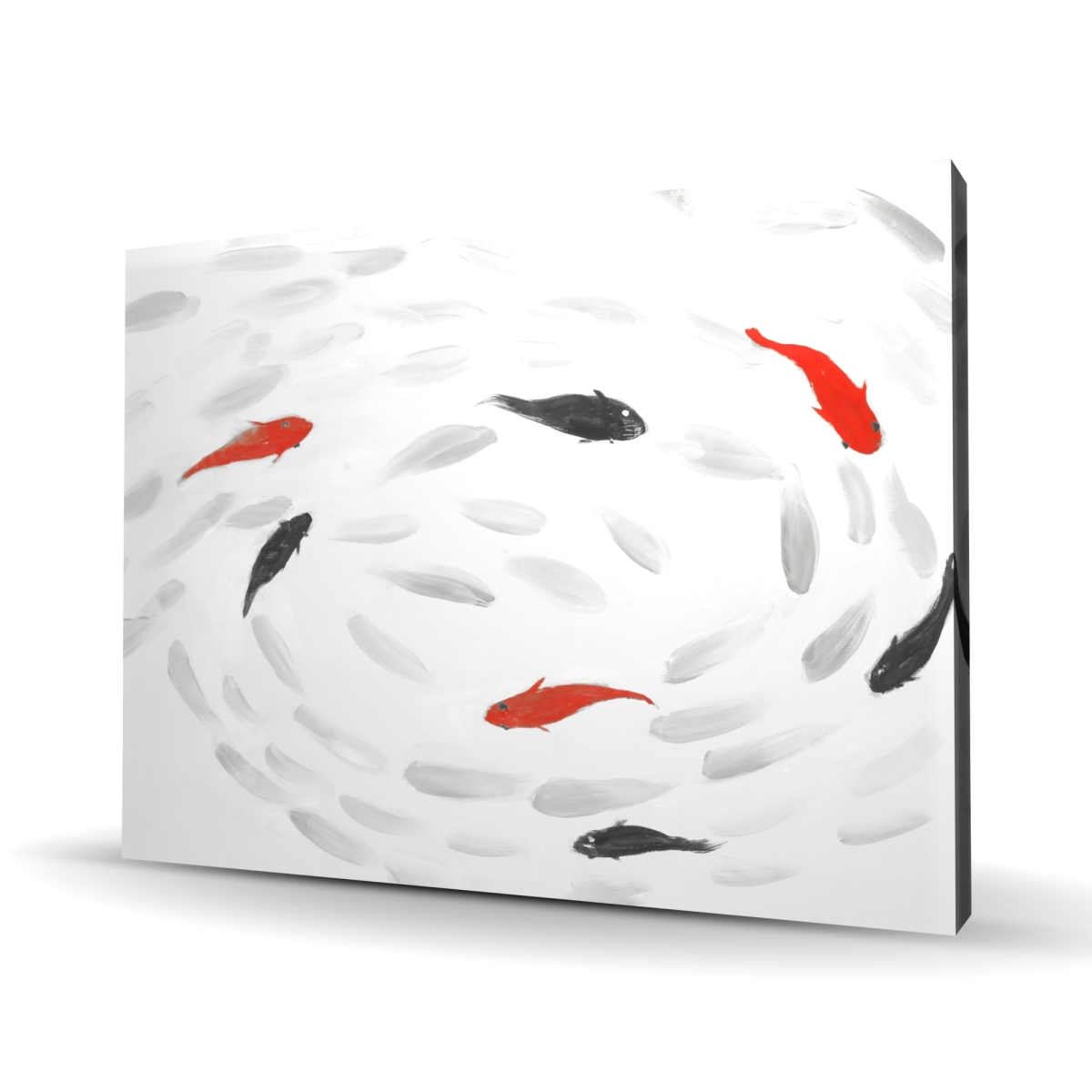 C1RC36482DG9O9 36 x 48 in. Swimming Fish Swirl - Black Animals Canvas for Home Decor