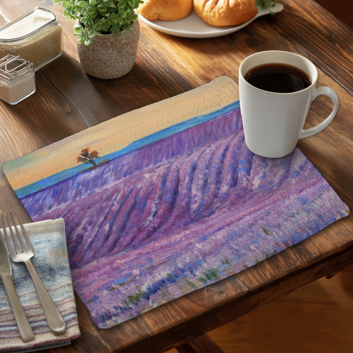 Picture of Begin Home Decor C4BP1418BMML17 14 x 18 in. Landscape of a Field of Lavender - Braided Polyester Placemat - Set of 4