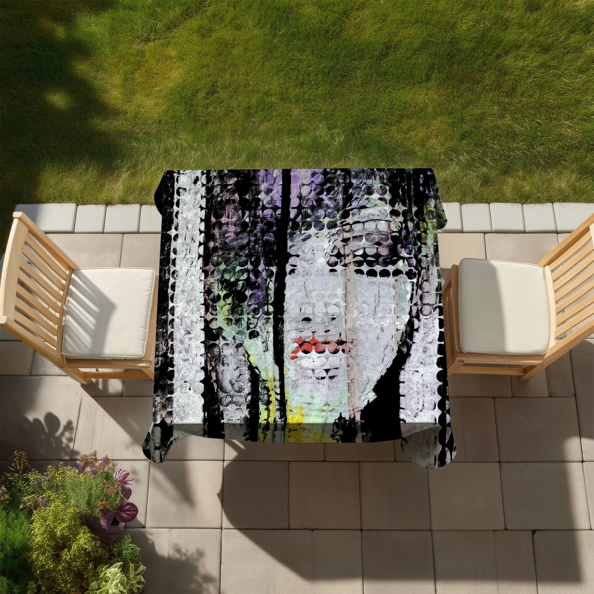 Picture of Begin Home Decor C1TC5858JIRX60 58 x 58 in. Abstract Colorful Woman Face Tablecloth - Pink Home Decor