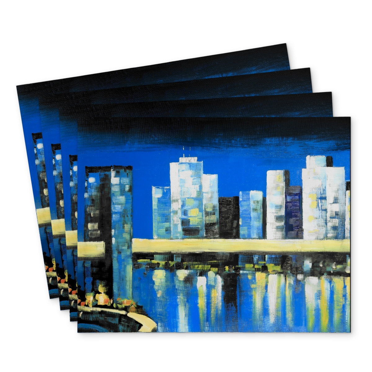 Picture of Begin Home Decor C4PP1418886T0R 14 x 18 in. Skyline of Lower Manhattan Polyester Placemat - Home Decor - Set of 4