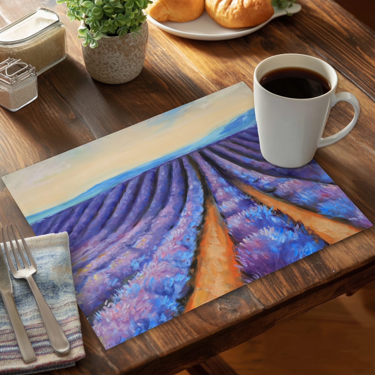 Picture of Begin Home Decor C6PP14185JEC4F 14 x 18 in. Lavender Fields Polyester Placemats - Elegant Home Decor - Set of 6