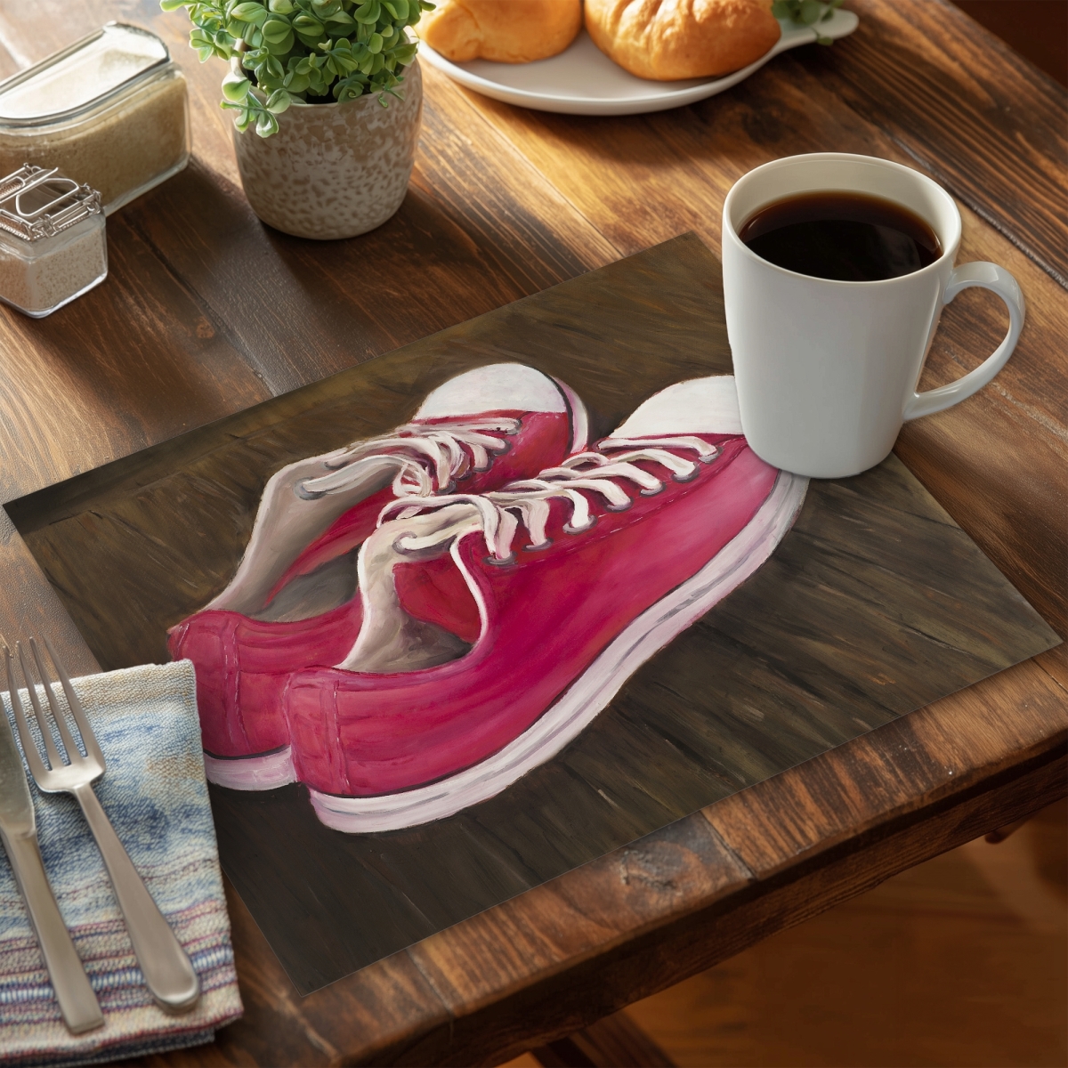 Picture of Begin Home Decor C4PP1418JNQKAE 14 x 18 in. Sneakers Polyester Placemat - Stylish Home Decor Accent - Set of 4