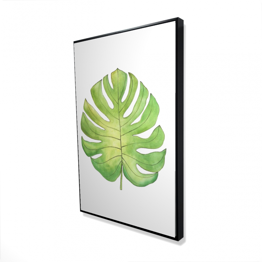 2081-3624-FL217 24 x 36 in. Tropical Leaf - Exotic Botanical Framed Canvas for Home Decor