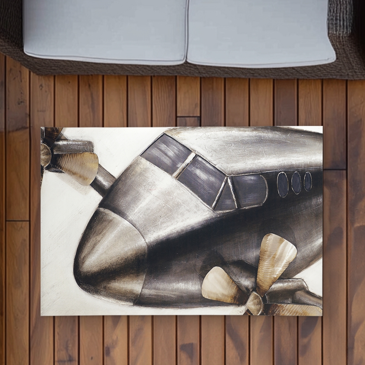 C1ROAR23JUVEJV 2 x 3 ft. Airplane in Full Flight Rug - Vintage Man Cave Outdoor Decor - Rectangle