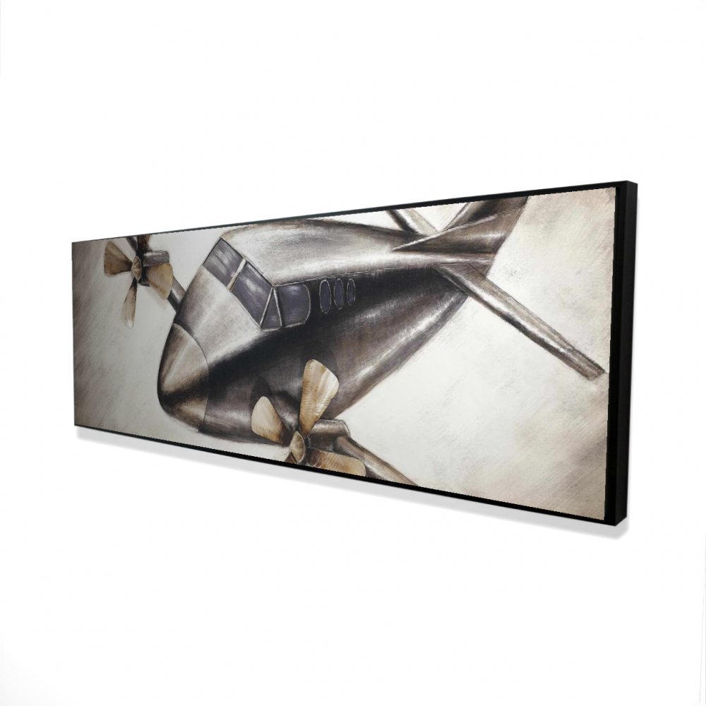 2081-2060-TR7 20 x 60 in. Airplane in Full Flight - Vintage Framed Canvas for Man Cave