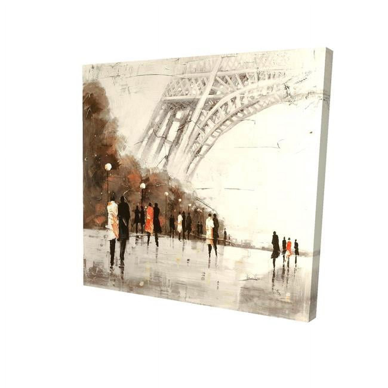8 x 8 in. People Walking Near The Eiffel Tower-Print on Canvas