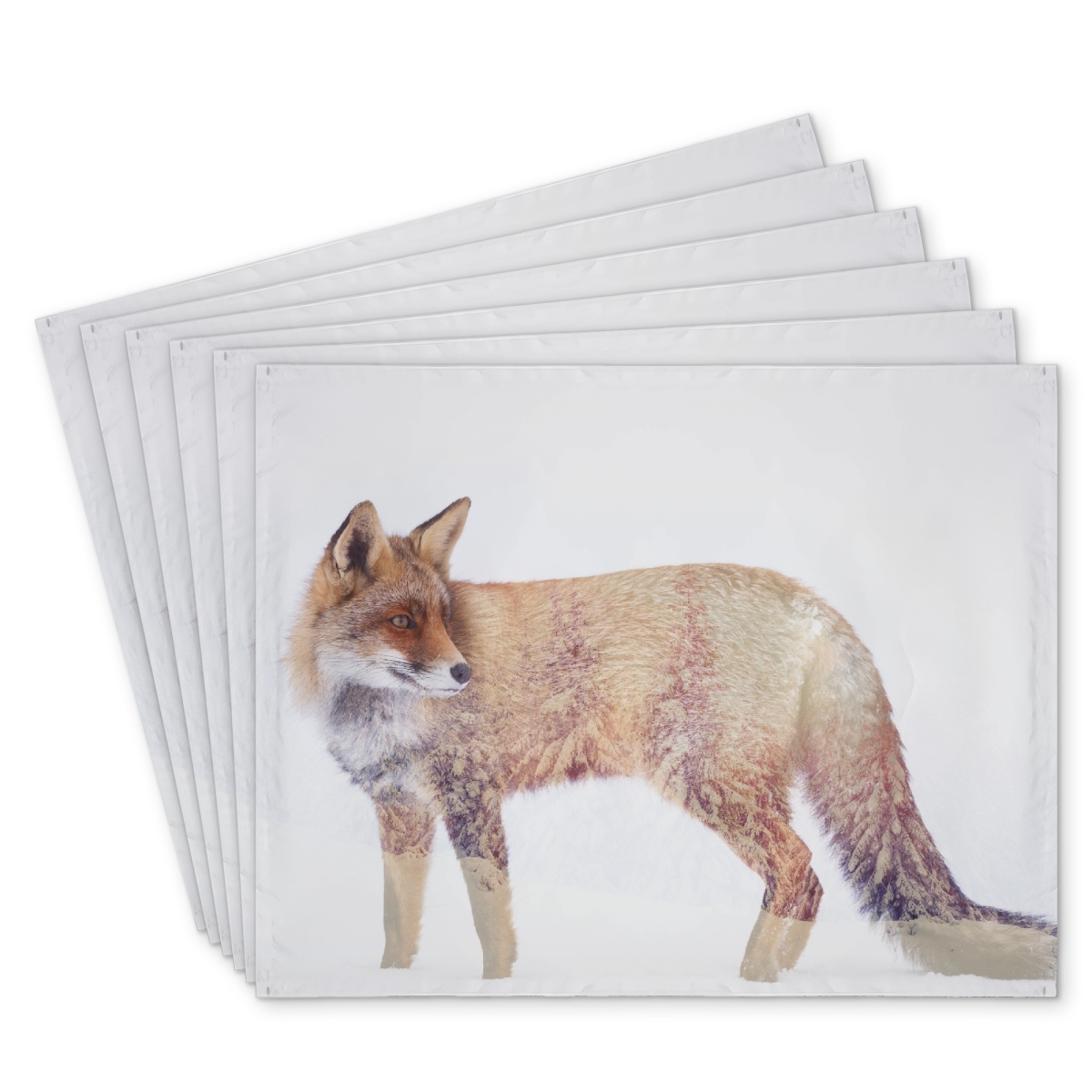 Picture of Begin Home Decor C6PP1418JVLTPN 14 x 18 in. Forest & Fox Polyester Placemat - Stylish Home Decor - Set of 6