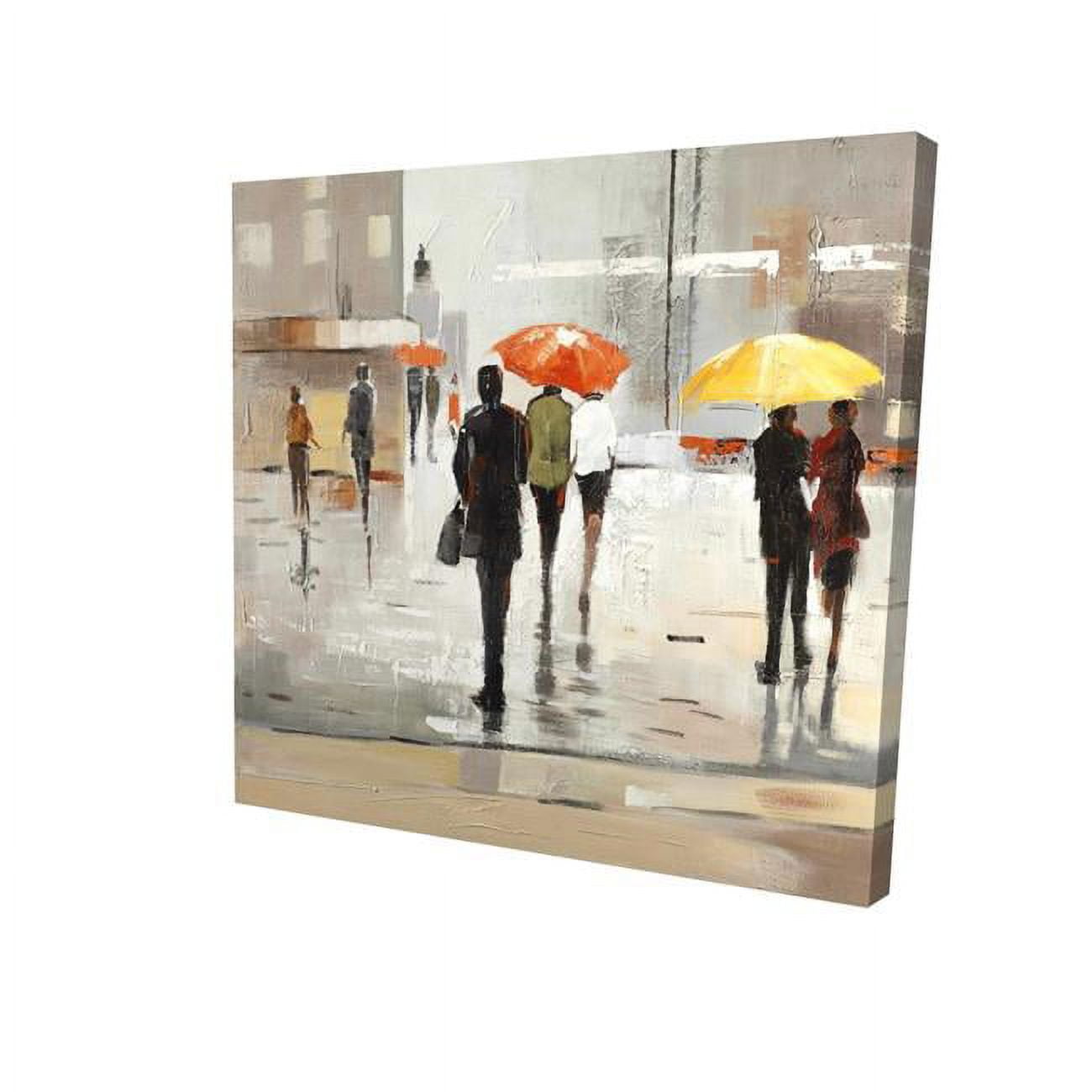 8 x 8 in. Abstract Passersby with Umbrellas-Print on Canvas