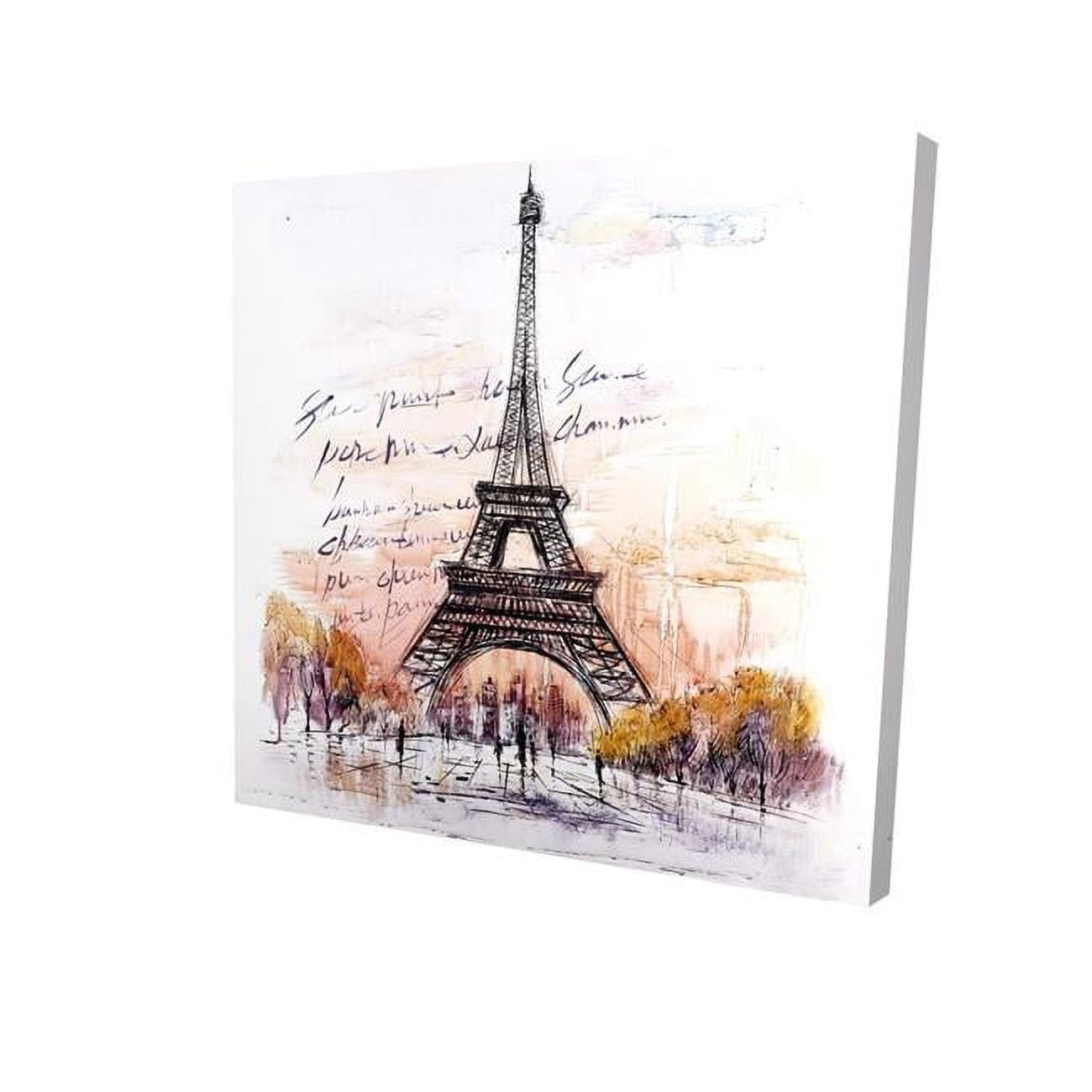 8 x 8 in. Eiffel Tower Sketch with An Handwritten Message-Print on Canvas
