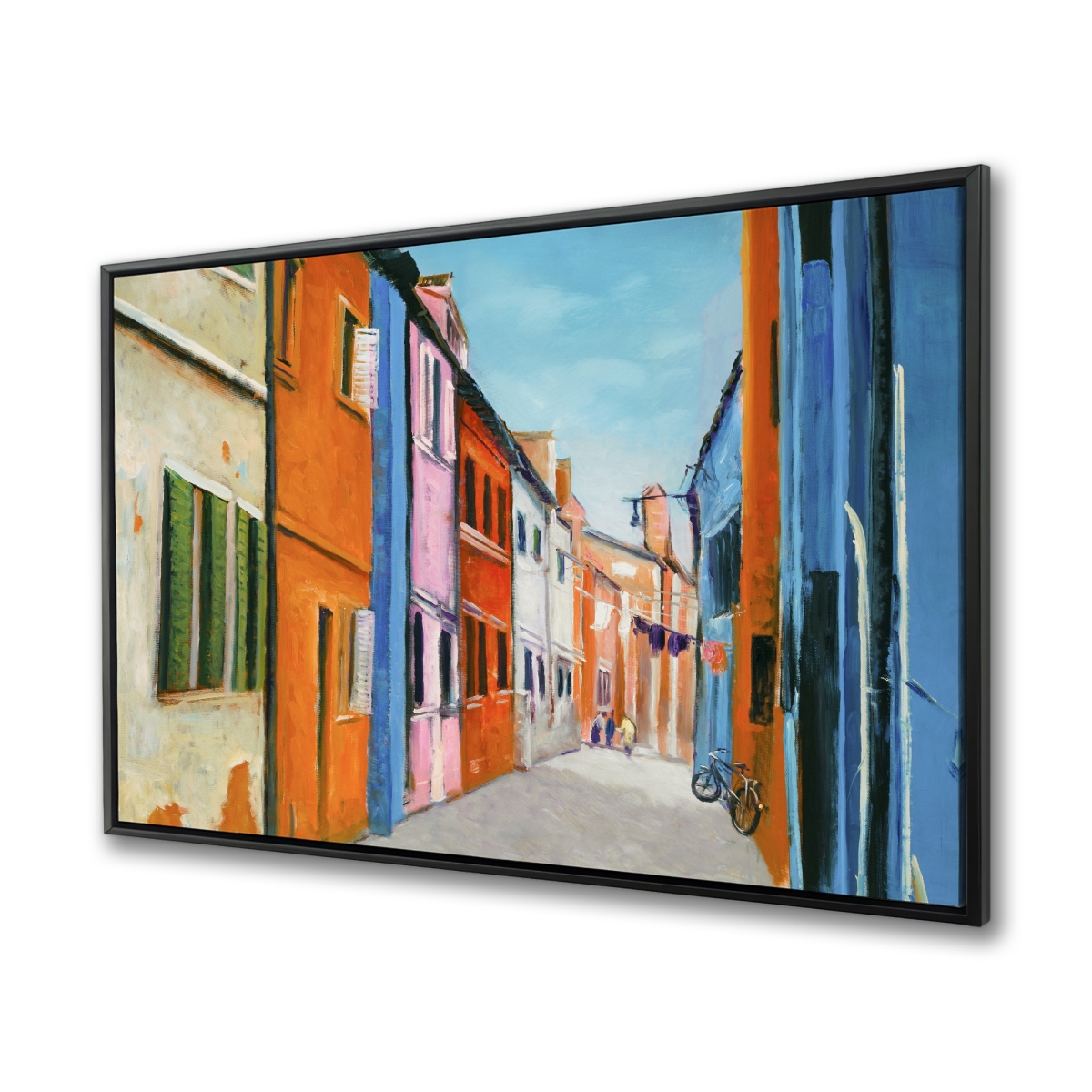 C1FC3648G41Q9W 36 x 48 in. Colorful Houses in Italy - Cities Orange Framed Canvas Decor