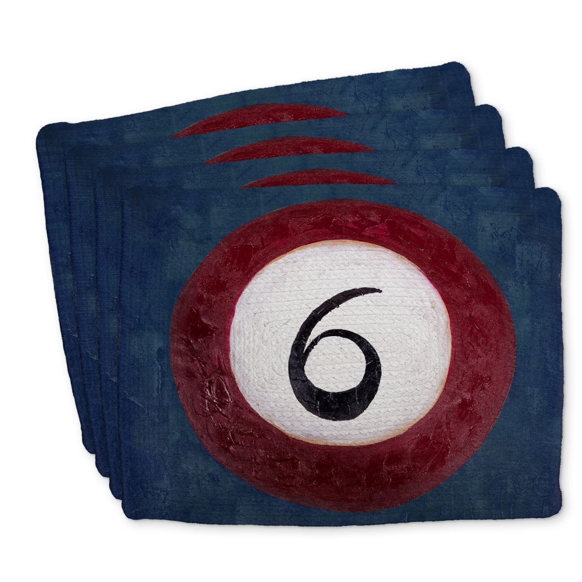 Picture of Begin Home Decor C4BP14181OENCB 14 x 18 in. Billiard Ball No6 Braided Polyester Placemat - Home Decor - Set of 4