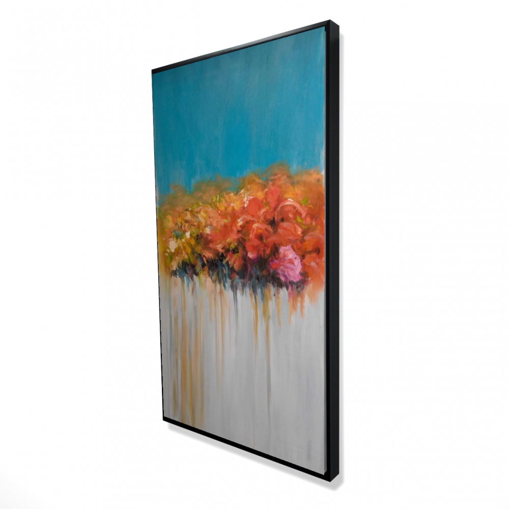 2081-4824-AB28-CR 24 x 48 in. Orange Flowers Bundle - Abstract Framed Canvas for Home Decor