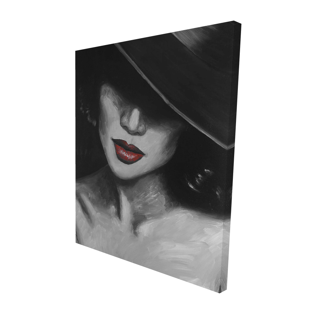2080-6048-FA29 48 x 60 in. Mysterious Red Lips Lady - Romantic Canvas Home Decor