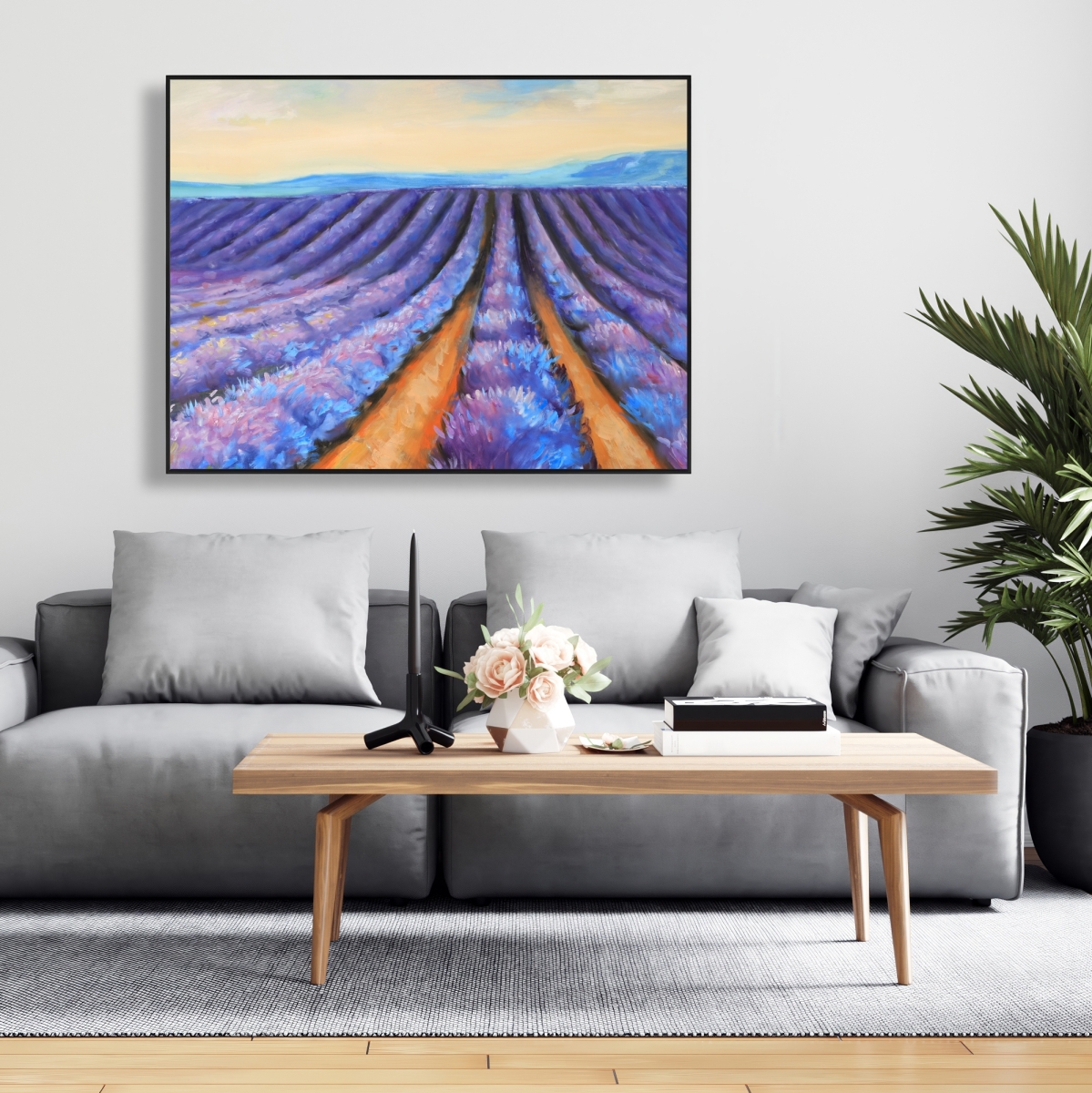 C1FC364883Z6HL 36 x 48 in. Lavender Fields - Botanical Framed Canvas for Bathroom Decor