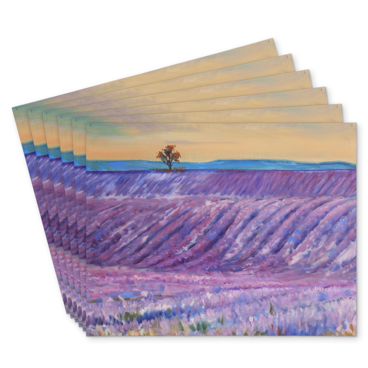 Picture of Begin Home Decor C6PP1418ANP7XY 14 x 18 in. Landscape of a Field of Lavender Polyester Placemat - Home Decor - Set of 6