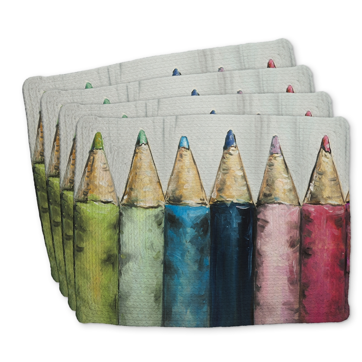 Picture of Begin Home Decor C4BP14181B0Q06 14 x 18 in. Coloring Pencils Braided Polyester Placemat - Home Decor - Set of 4