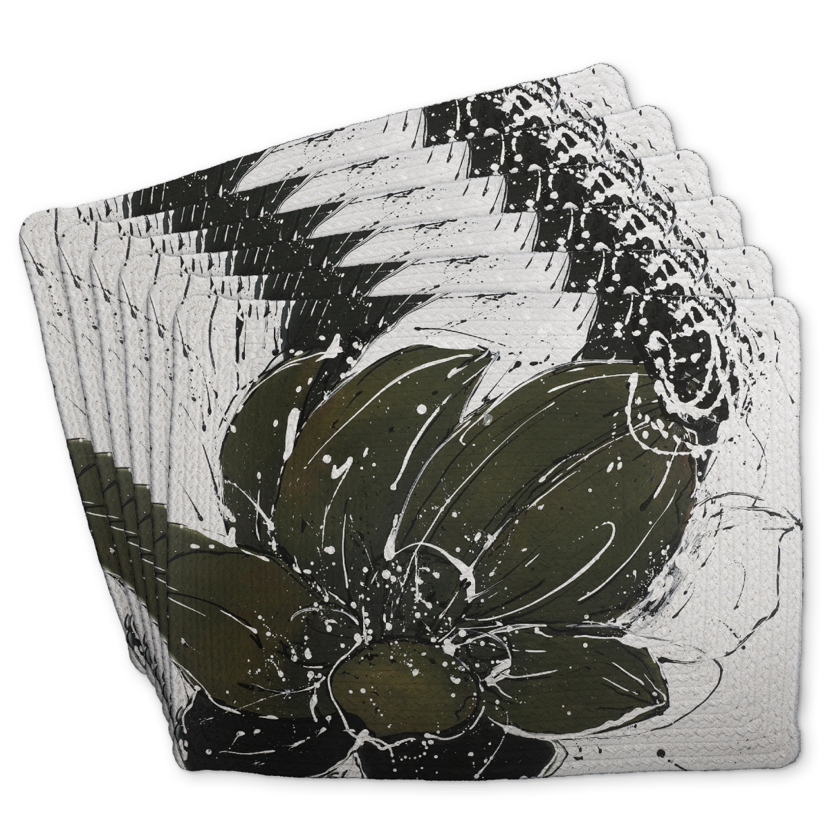 Picture of Begin Home Decor C6BP14187C7KCD 14 x 18 in. Abstract Flower with Paint Splash - Braided Polyester Placemat - Set of 6