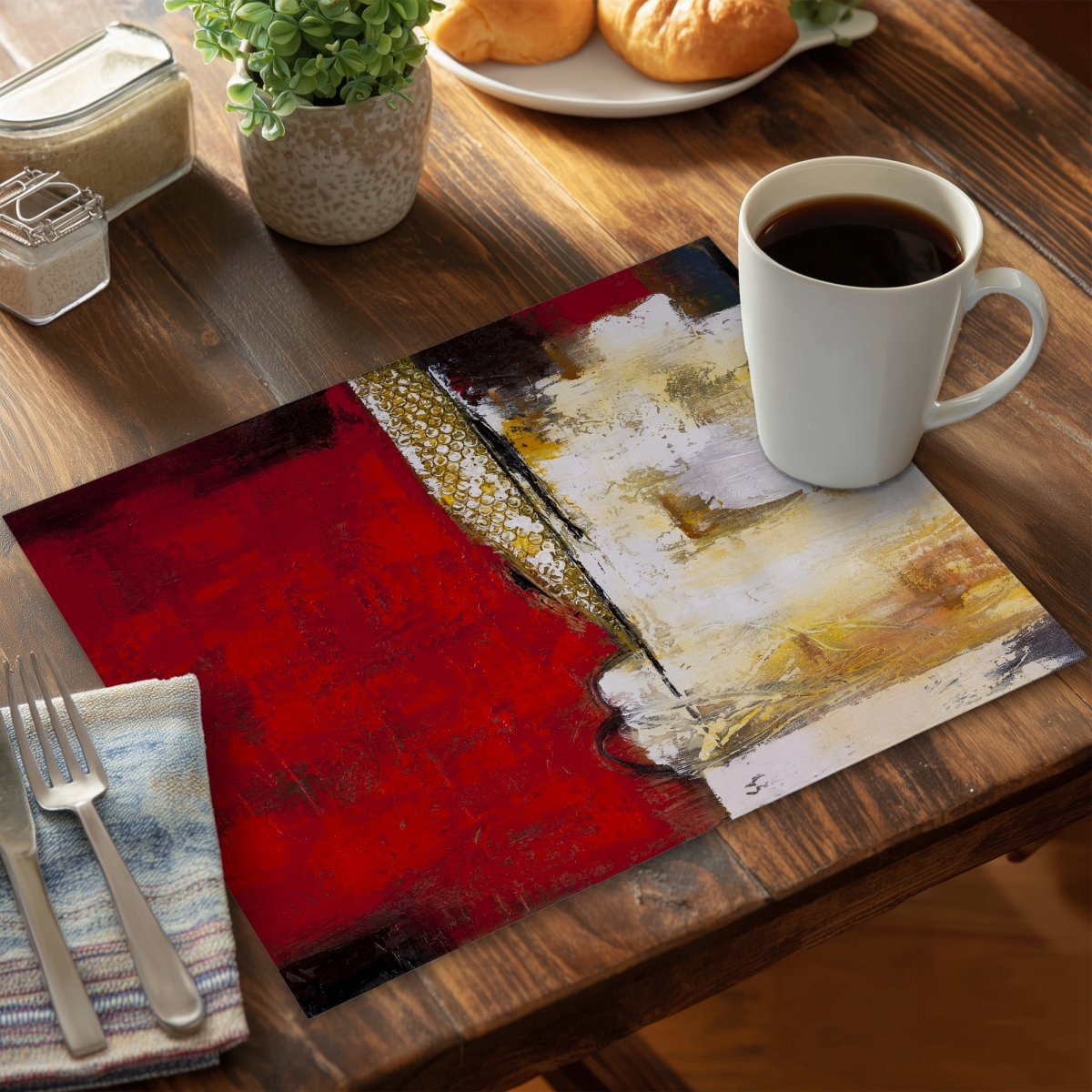 Picture of Begin Home Decor C4PP1418RCHWYD 14 x 18 in. Abstract Industrial Art Placemat with Numbers - Home Decor - Set of 4
