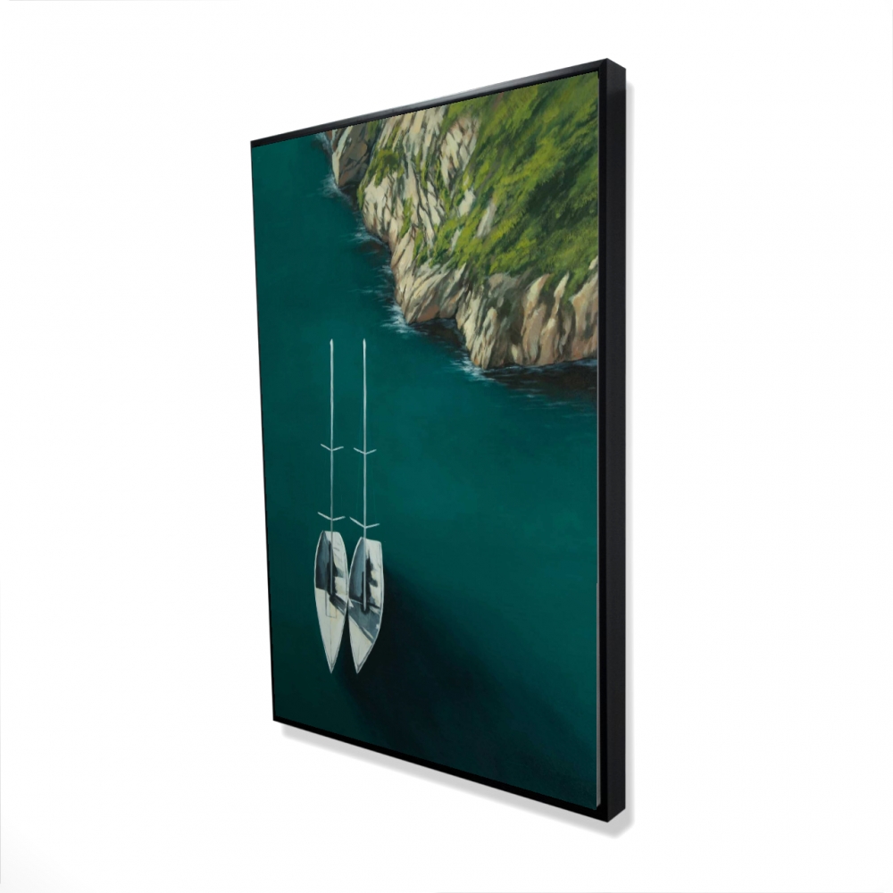2081-3624-CO105 24 x 36 in. Smooth Sailing - Brown Boat Framed Canvas for Home Decor