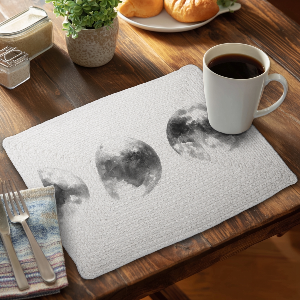 Picture of Begin Home Decor C6BP1418SH662L 14 x 18 in. Eclipse in Several Phases - Braided Polyester Placemats - Home Decor - Set of 6