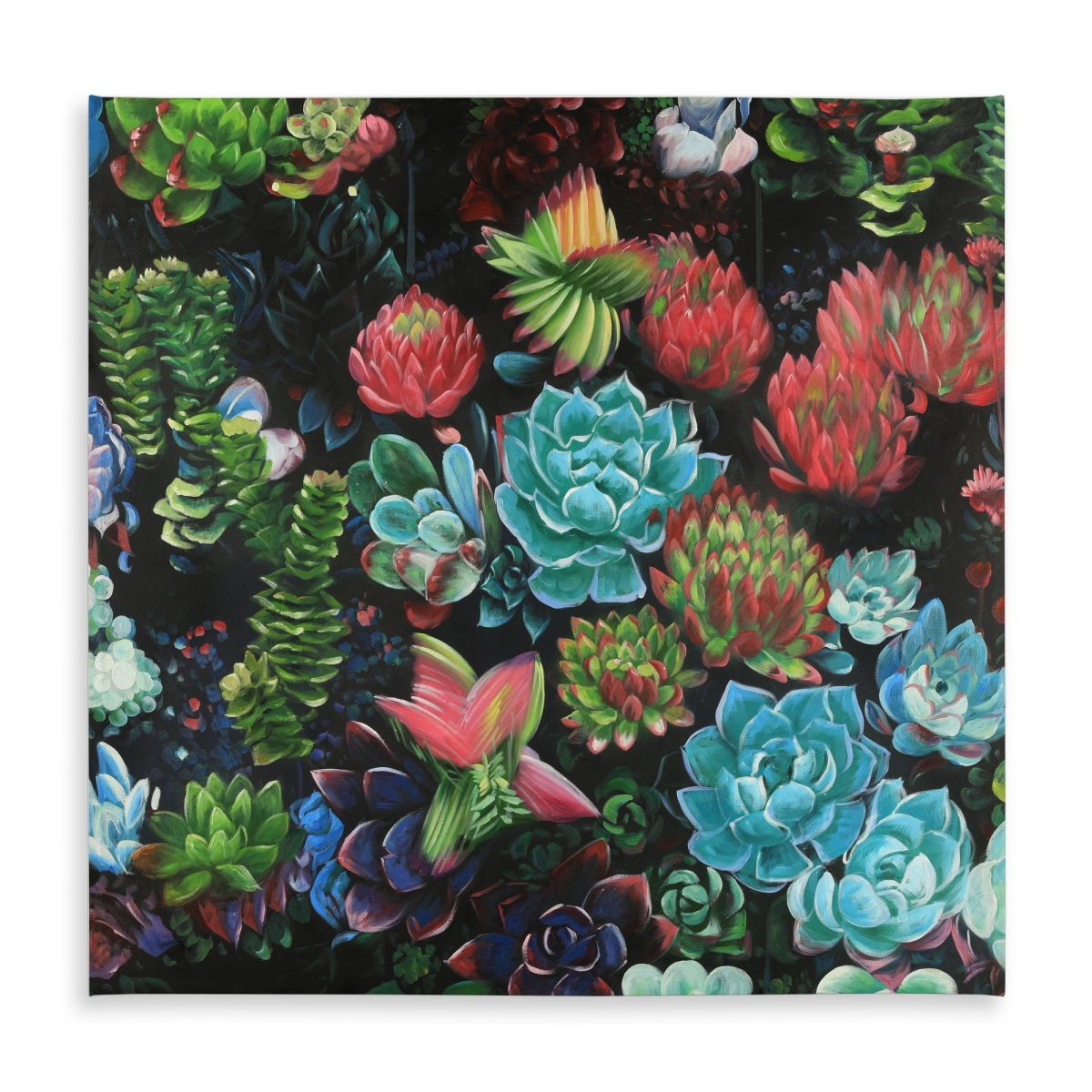 Picture of Begin Home Decor C1TC58583UOLQK 58 x 58 in. Set of Colorful Succulents - Romantic Cactus Tablecloth Decor