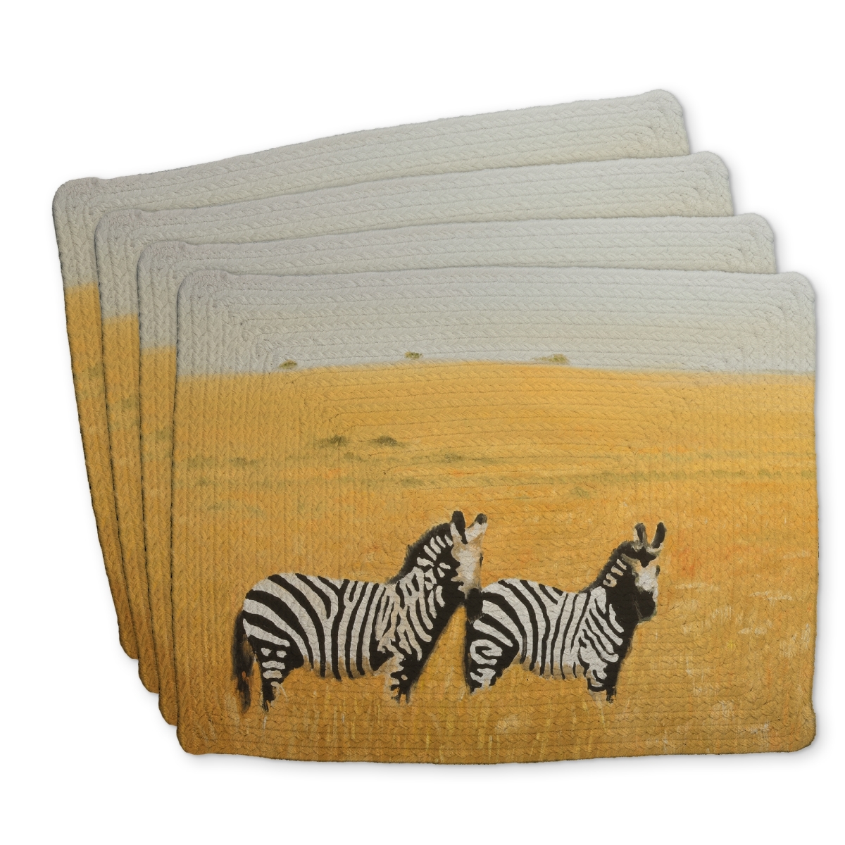 Picture of Begin Home Decor C4BP1418P716NK 14 x 18 in. Herd of Zebra Braided Polyester Placemat - Home Decor Accent - Set of 4