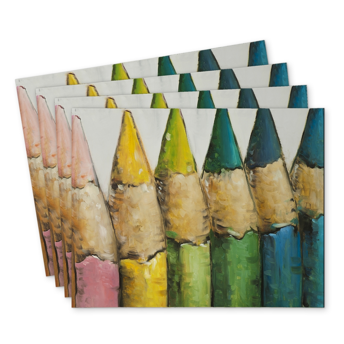 Picture of Begin Home Decor C4PP1418R93HHM 14 x 18 in. Color Pencils Standing Polyester Placemat for Home Decor - Set of 4