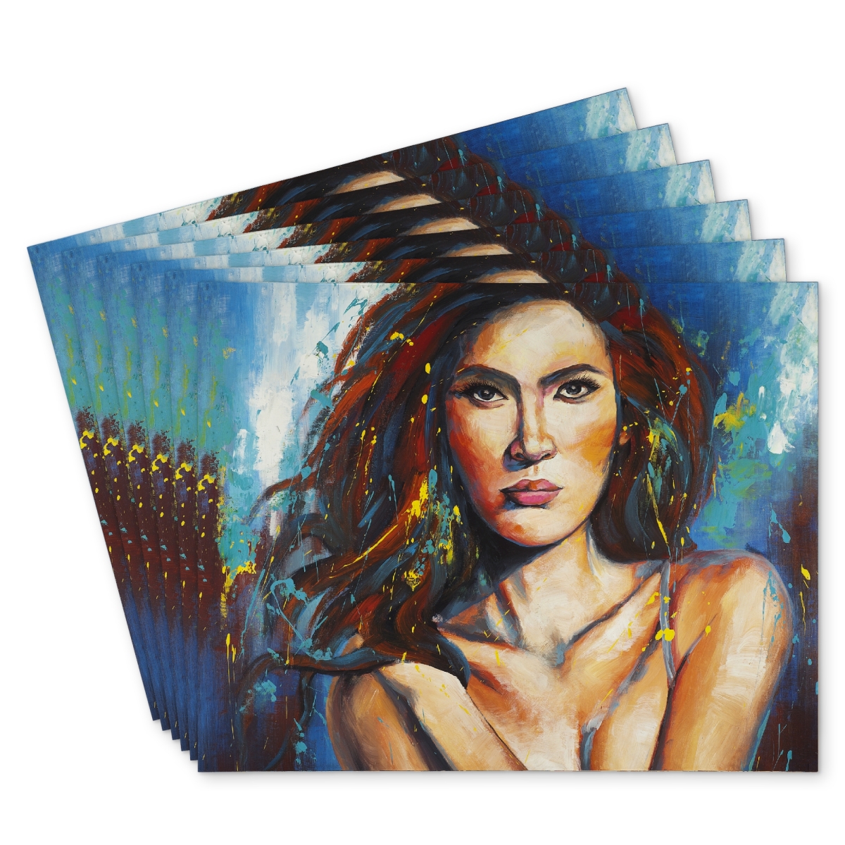 Picture of Begin Home Decor C6PP1418H3BSSP 14 x 18 in. Closer Polyester Placemat for Stylish Home Decor - Durable Design - Set of 6