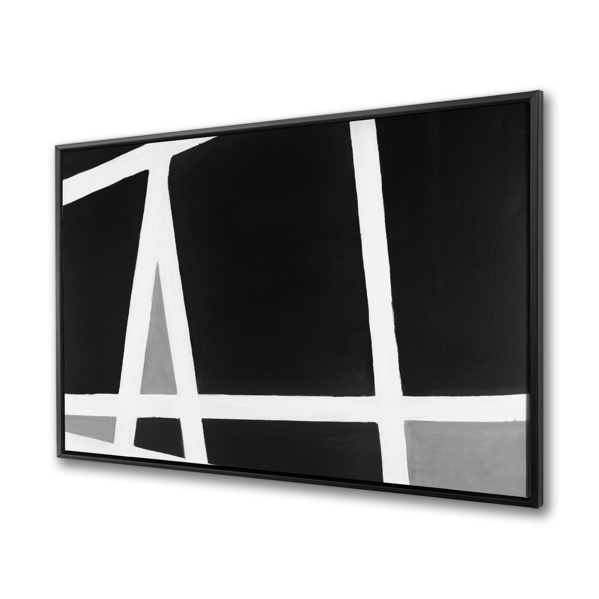 C1FC3648S24L52 36 x 48 in. Black & White Abstract Shapes - Framed Canvas Home Decor