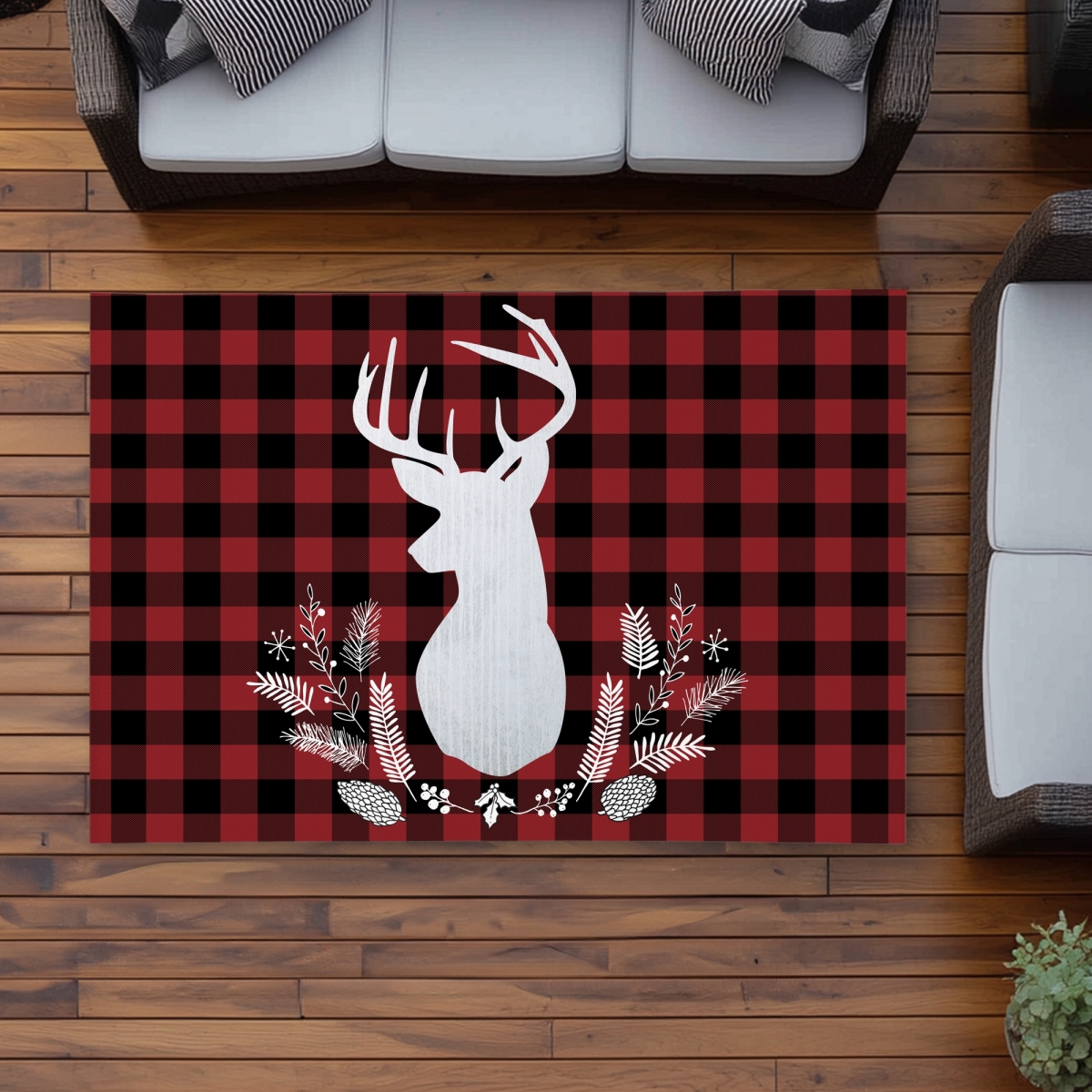 C1ROAR464J7HCB 4 x 6 ft. Deer Plaid Outdoor Area Rug - Kitchen Pattern Home Decor - Rectangle