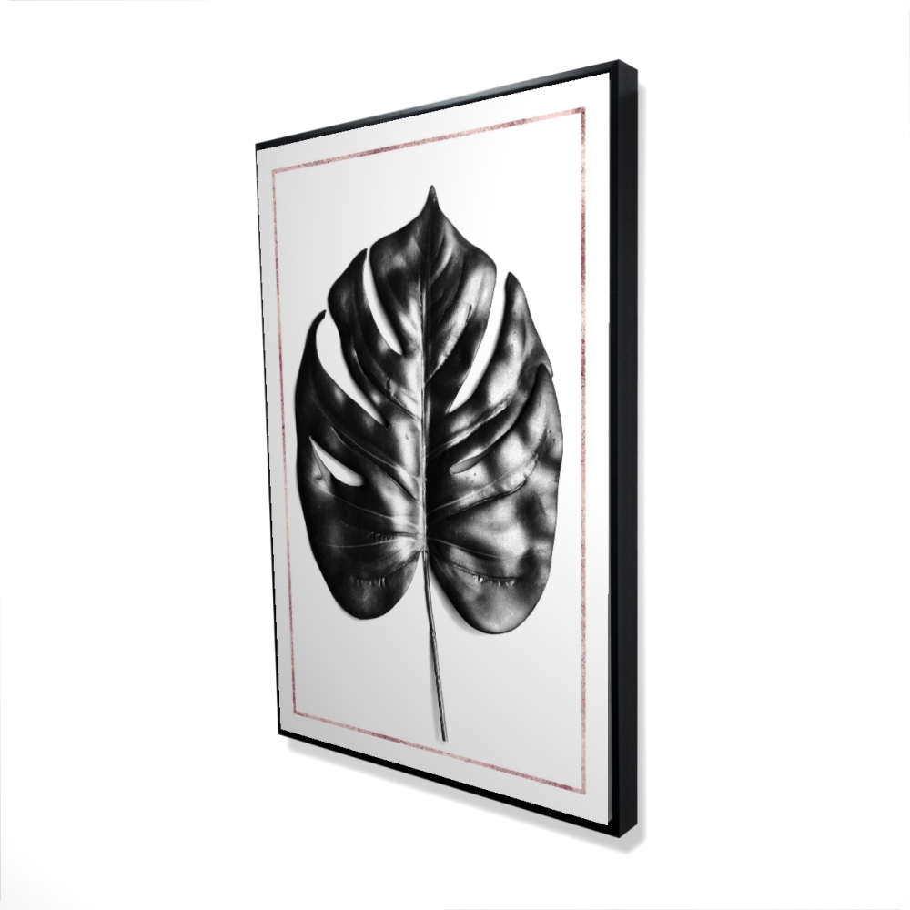 2081-3624-FL302 24 x 36 in. Split Leaf Philodendron with Rose Line - Exotic Canvas Art