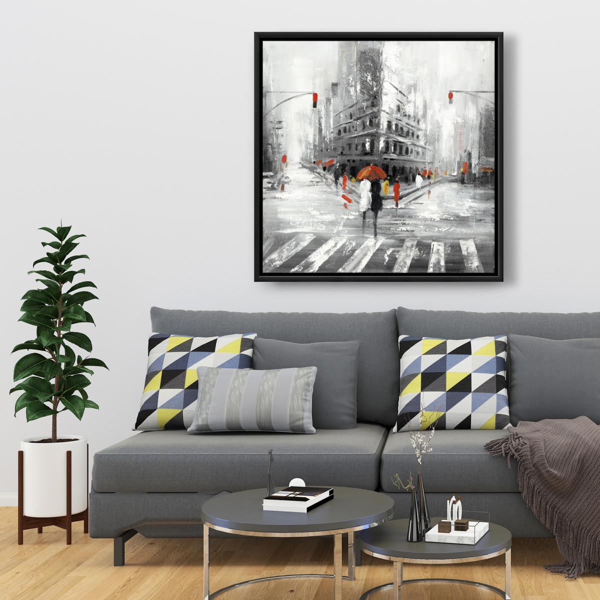 C1FC36366O8LAT 36 x 36 in. Grayish Flatiron Building Canvas - Gray Livingroom Decor