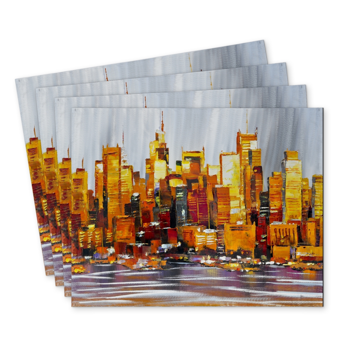 Picture of Begin Home Decor C4PP1418OSWYHX 14 x 18 in. Orange Buildings Polyester Placemat - Home Decor Accent - Set of 4