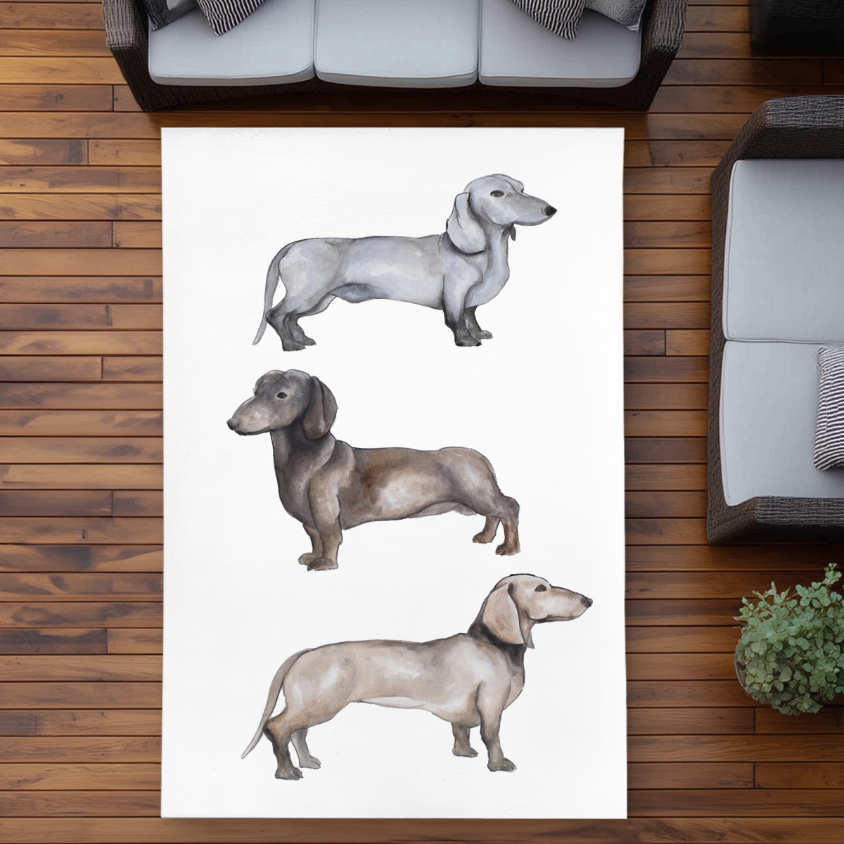 C1ROAR57BQOH2R 5 x 7 ft. Dachshund Dogs Rug - Bedroom Brown Outdoor Area Rug for Home Decor - Rectangle