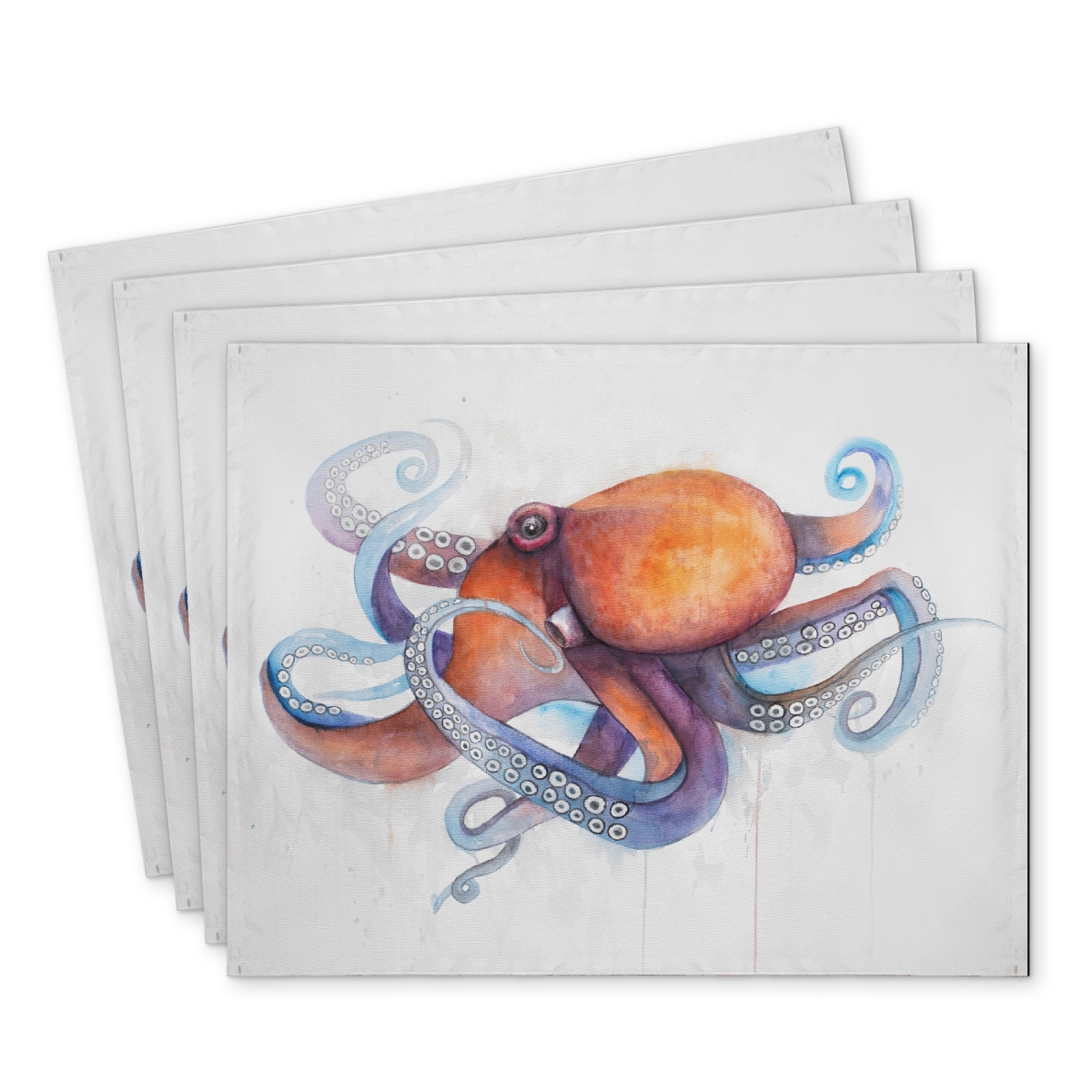 Picture of Begin Home Decor C4PP1418460H7T 14 x 18 in. Colorful Octopus Profile Polyester Placemat - Home Decor - Set of 4