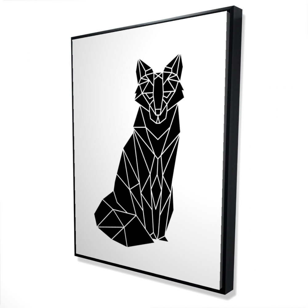 2081-4836-AN268 36 x 48 in. Geometric Fox - Black Framed Canvas for Home Decor - Office Art
