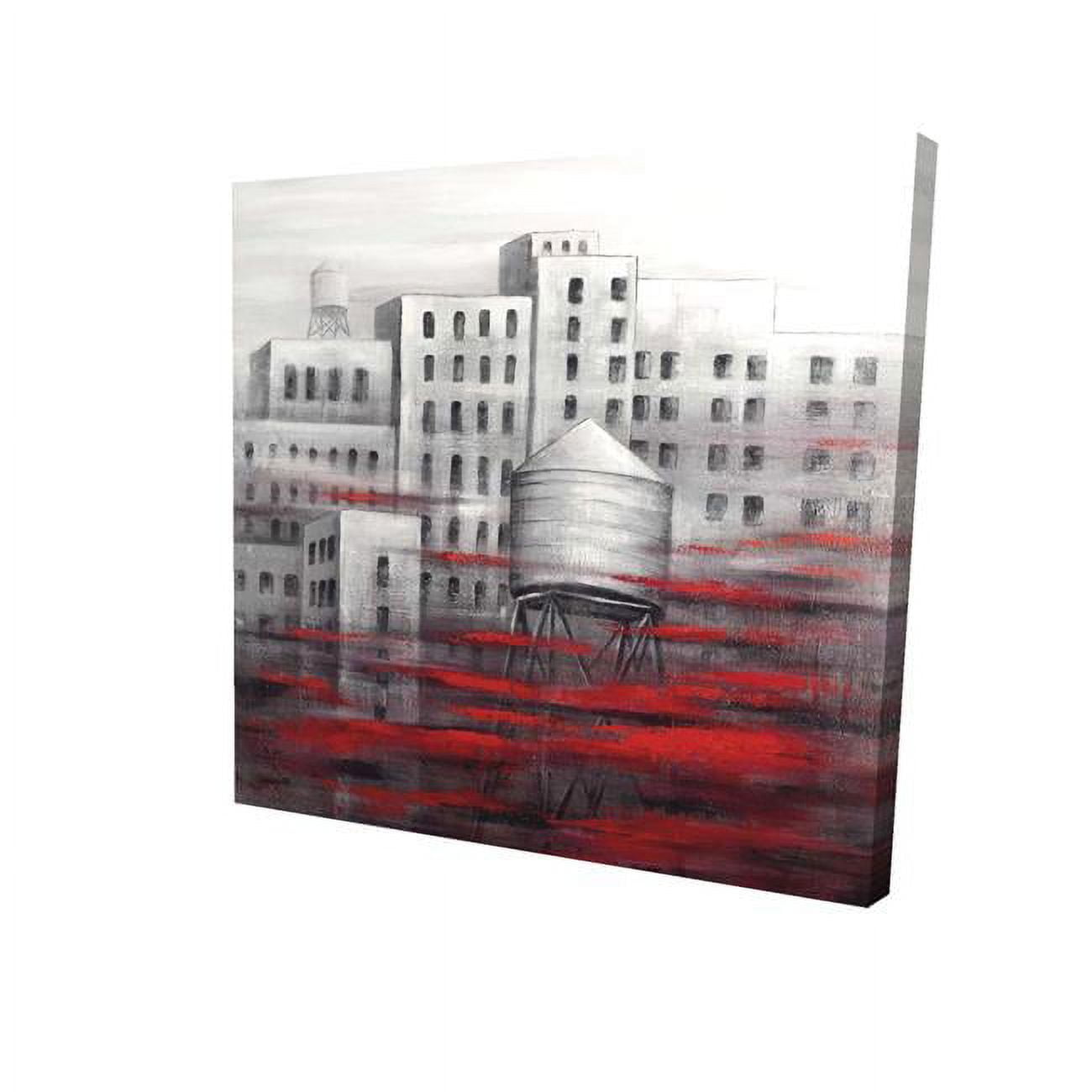 8 x 8 in. Grey City with Red Clouds-Print on Canvas