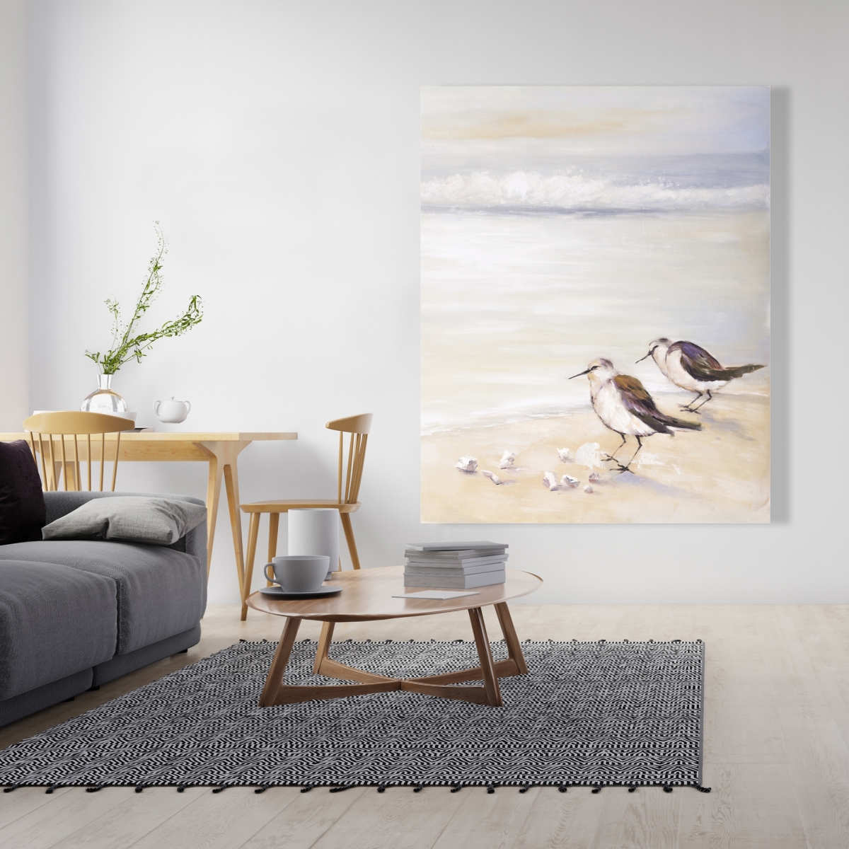 C1RC4860DC8A4N 48 x 60 in. Two Sandpipers on the Beach - Gray Beach Canvas Decor
