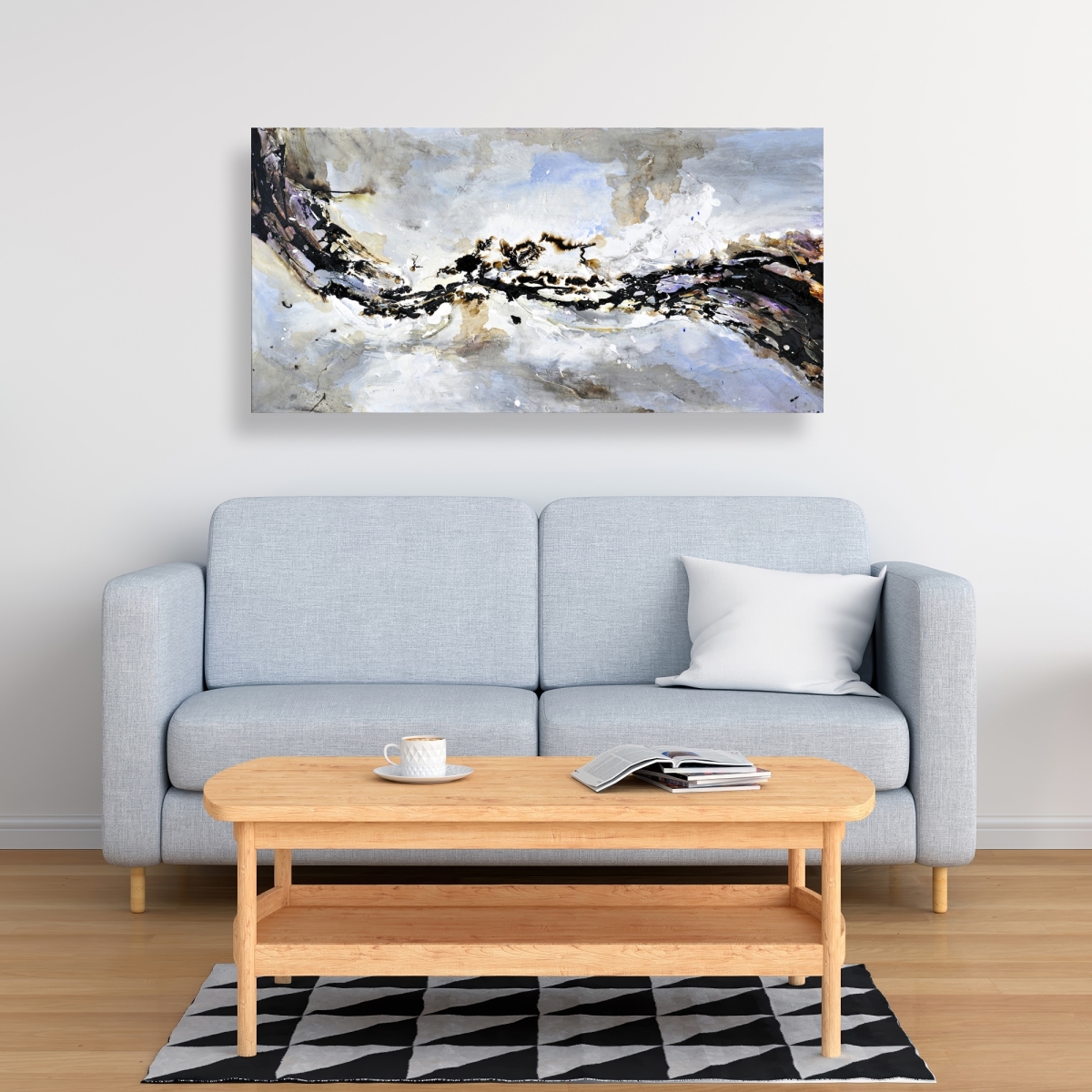 C1RC2448B36JH2 24 x 48 in. Texturized Abstract Wave - Black Industrial Canvas Decor
